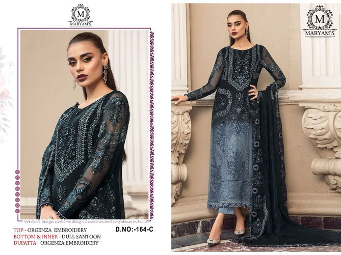 Maryams 164 Organza Embroidery Pakistani Salwar Suits Wholesalers In Delhi
